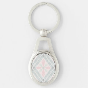 Chaveiro Padrão de diamante pastel verde e rosa