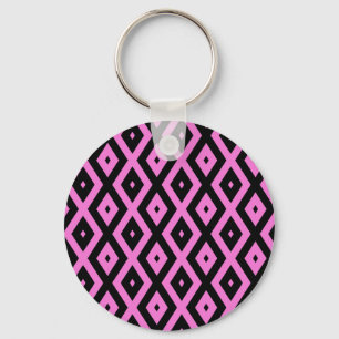 Chaveiro Padrão de diamante rosa e preto