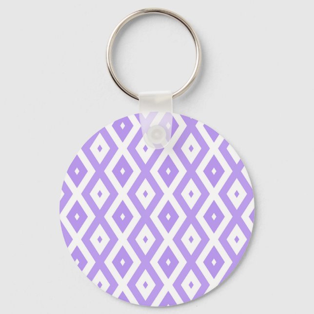 Chaveiro Padrão de diamante roxo e branco (Frente)