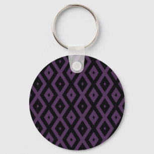 Chaveiro Padrão de diamante roxo e preto escuro