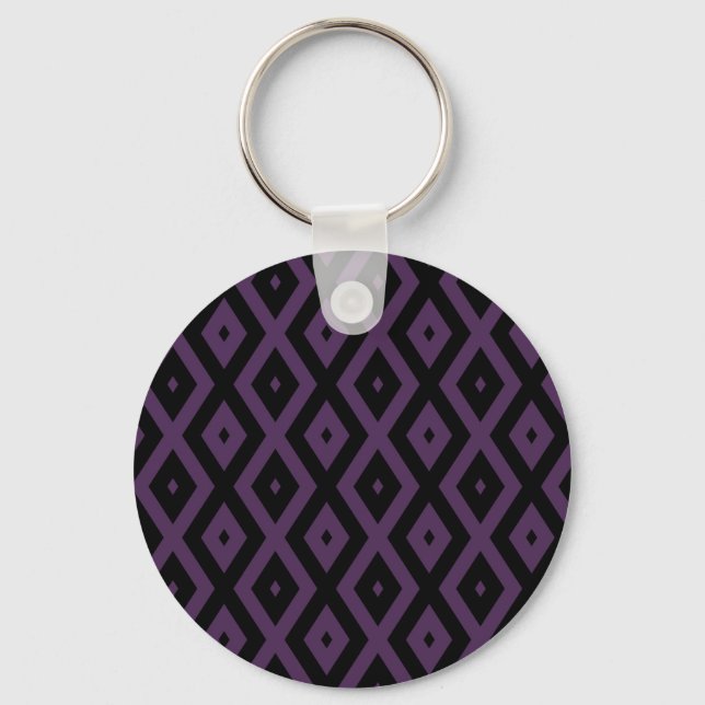 Chaveiro Padrão de diamante roxo e preto escuro (Frente)