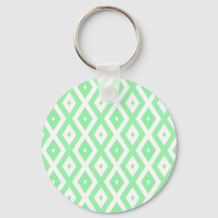 Chaveiro Padrão de diamante verde e branco