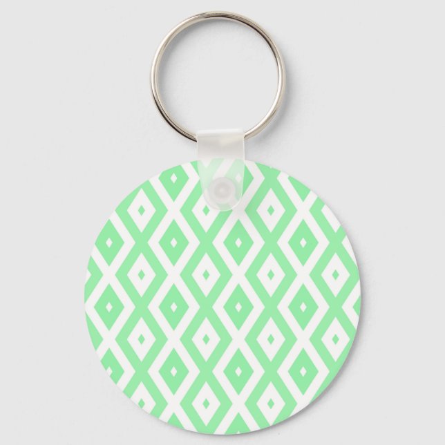 Chaveiro Padrão de diamante verde e branco (Frente)