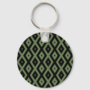 Chaveiro Padrão de diamante verde-oliva e preto