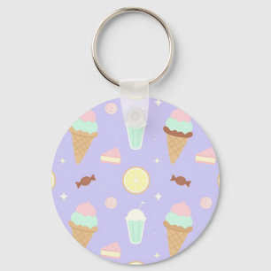 Chaveiro Padrão de Doces Sorvete Kawaii