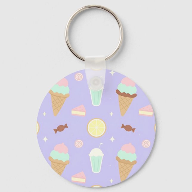 Chaveiro Padrão de Doces Sorvete Kawaii (Frente)