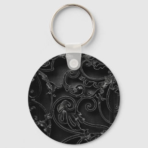 Chaveiro Padrão de espiral barroco gótico preto