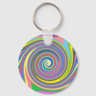 Chaveiro Padrão de espiral do arco-íris colorida