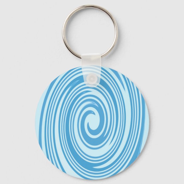 Chaveiro Padrão de espiral psicodélico azul (Frente)