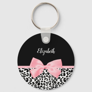 Chaveiro Padrão de estampa de leopardo feminino com laço ro
