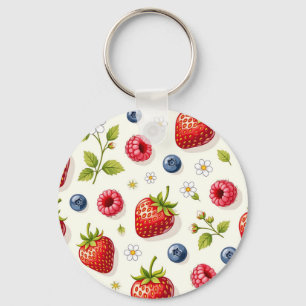 Chaveiro Padrão de Flor de Cerejeira Frutas Frescas de Verã