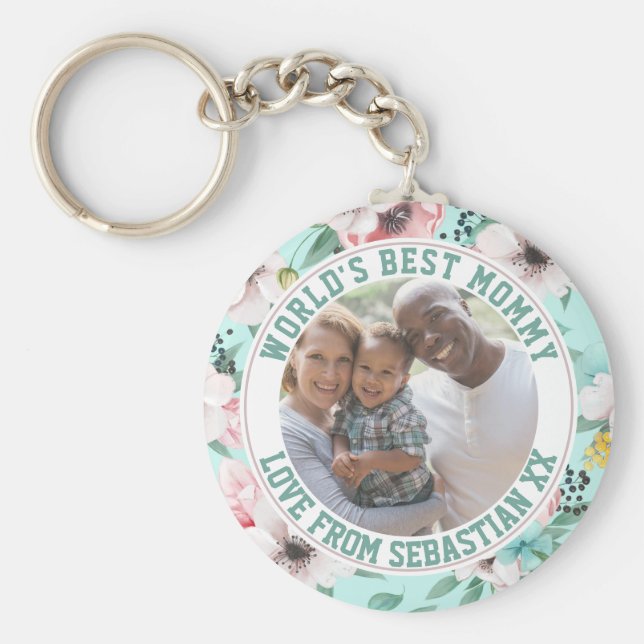 Chaveiro Padrão de Flor do Modelo de Foto Personalizado da  (Frente)