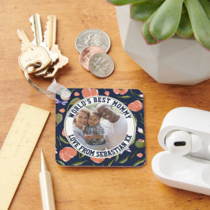 Chaveiro Padrão de Flor do Modelo de Foto Personalizado da 