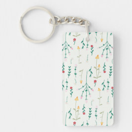 Chaveiro Padrão de Flor Primavera Floral Acrílico