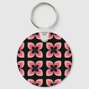 Chaveiro Padrão de Flor Rosa Rosa Brilhante