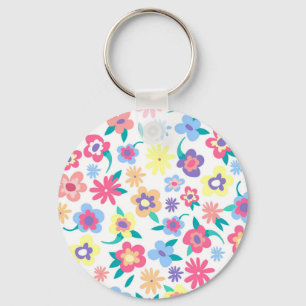 Chaveiro Padrão de flores coloridas e fofas da primavera