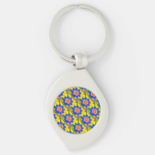 Chaveiro Padrão de Flores de Abstrato Bonito