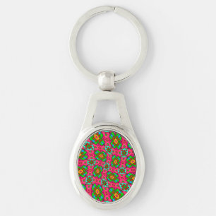 Chaveiro Padrão de Flores de Abstrato exclusivo
