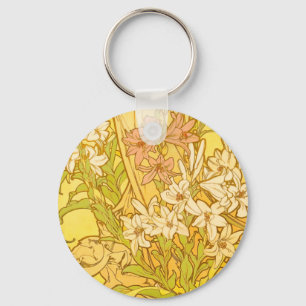 Chaveiro Padrão de Flores de Lírio de Alphonse Mucha: Art N