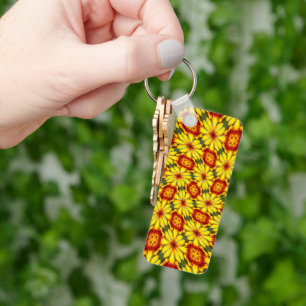 Chaveiro Padrão de Flores de ouro