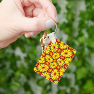 Chaveiro Padrão de Flores de ouro