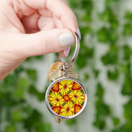Chaveiro Padrão de Flores de ouro
