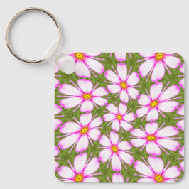 Chaveiro Padrão de Flores do Cosmos