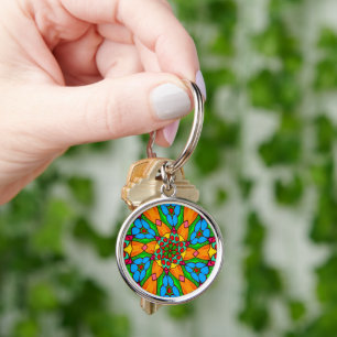 Chaveiro Padrão de Flores Estéticas