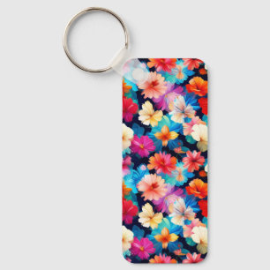 Chaveiro Padrão de Flores Multicoloridas Florais-37566