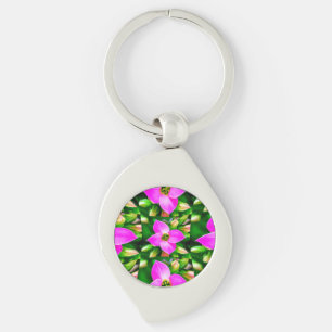 Chaveiro Padrão de Flores Tropicais Rosa