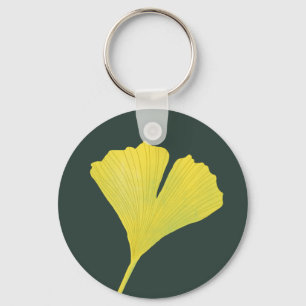 Chaveiro Padrão de Folha Verde Ginkgo