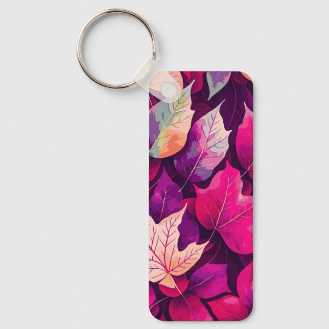 Chaveiro Padrão de Folhas de Outono Coloridas-68218 (Frente)