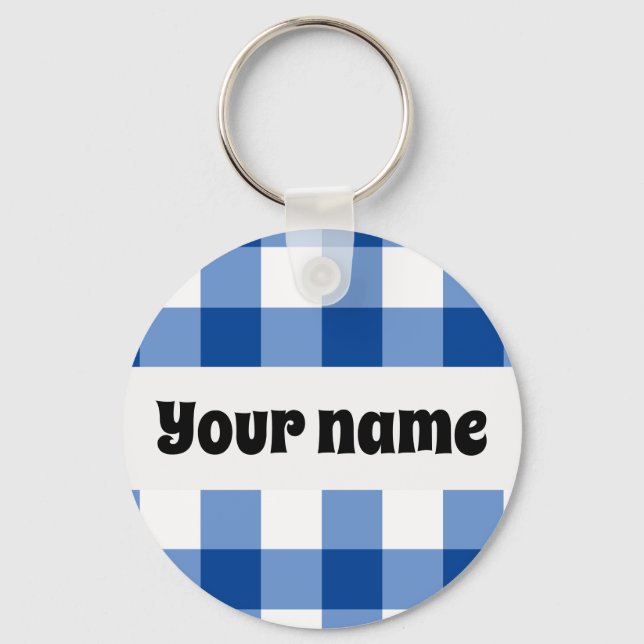 Chaveiro Padrão de gingham azul (Frente)