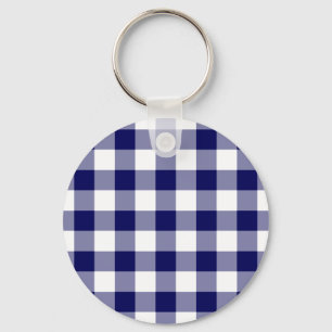 Chaveiro Padrão de Gingham Branco e Marinho