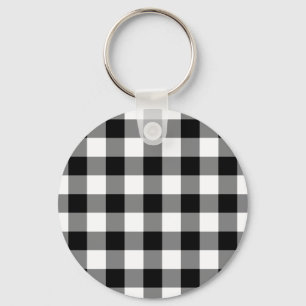 Chaveiro Padrão de Gingham Preto e Branco