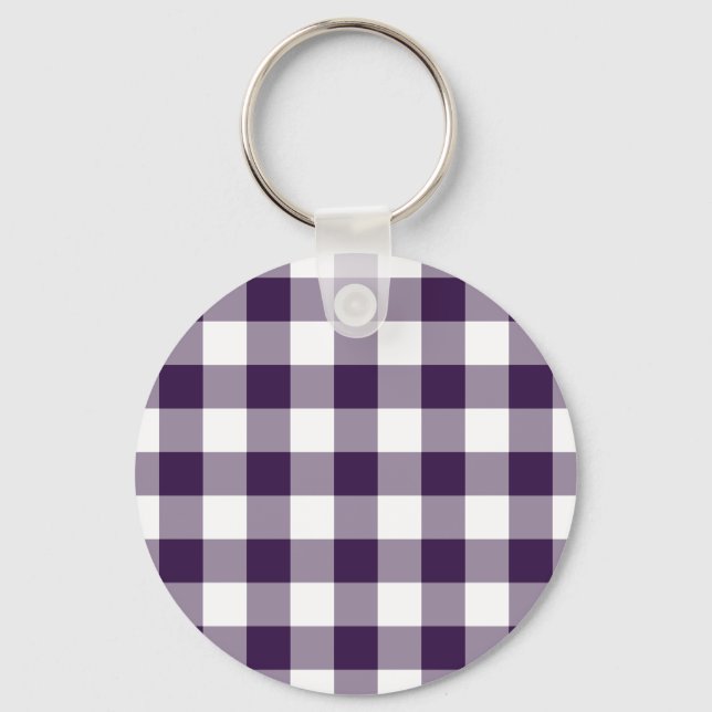 Chaveiro Padrão de Gingham Púrpura e Branca (Frente)