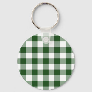 Chaveiro Padrão de Gingham Verde e Branco