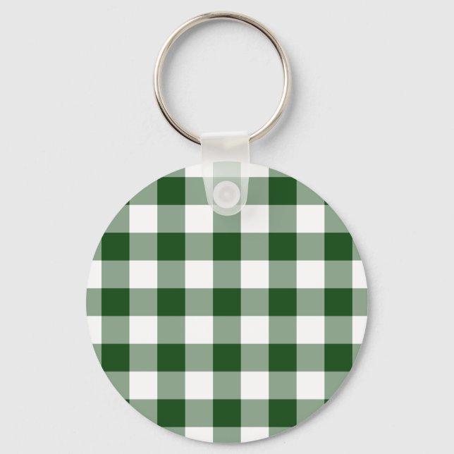 Chaveiro Padrão de Gingham Verde e Branco (Frente)