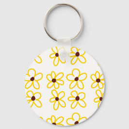 Chaveiro Padrão de girassol castanho-amarelo ventre floral