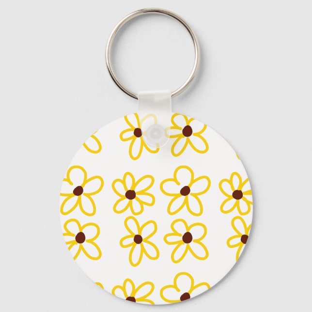 Chaveiro Padrão de girassol castanho-amarelo ventre floral  (Frente)