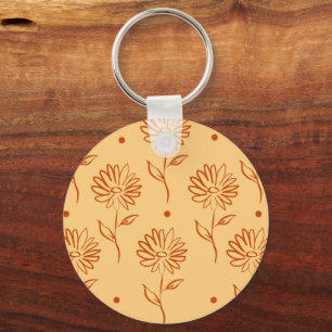Chaveiro Padrão de Girassol Marrom Laranja