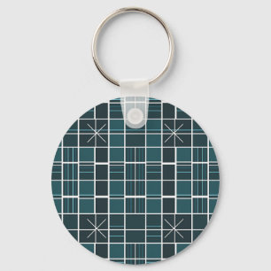 Chaveiro Padrão de Grade em Azul Teal Escuro com Acento de