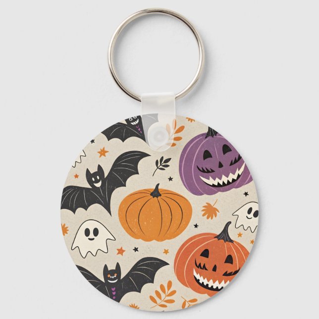 Chaveiro Padrão de Halloween e outono (Frente)