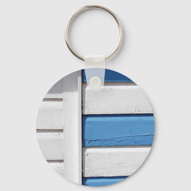 Chaveiro Padrão de Huts de praia azul e branca (Frente)