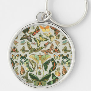 Chaveiro Padrão de Impressão de Borboleta Mariposa Vintage
