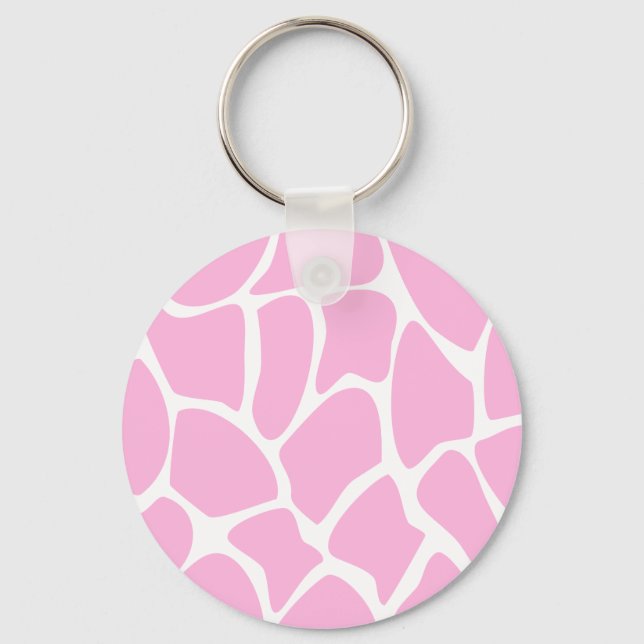 Chaveiro Padrão de Impressão de Girafa no Rosa Candi. (Frente)