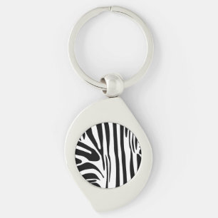 Chaveiro Padrão de impressão de zebra preto e branco em neg