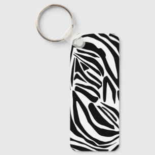 Chaveiro Padrão de impressão de zebra preto e branco ousado