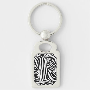 Chaveiro Padrão de Impressão de Zebra Preto e Branco Ousado