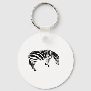 Chaveiro Padrão de Impressão de Zebra Preto e Branco Ousado